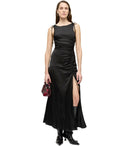 Ganni Satin Black Long Dress
