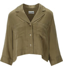 Ganni Satin Green Crop Shirt