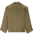 Ganni Satin Green Crop Shirt