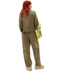 Ganni Satin Green Crop Shirt