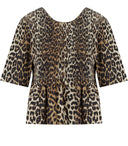 Ganni Smock Blouse Leopard Print