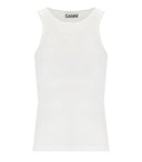 Ganni White geribbeld top