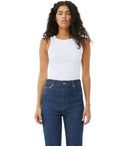 Ganni White geribbeld top