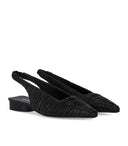 Halmanera Fold Black Slingback Ballet Flat Shoe