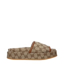 Gucci Women's Fabric Beige Slippers And Clogs