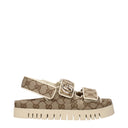 Gucci Slippers And Clogs Women's Fabric Beige/Ebony