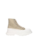 Alexander Mc Queen Women's Fabric Boots Beige