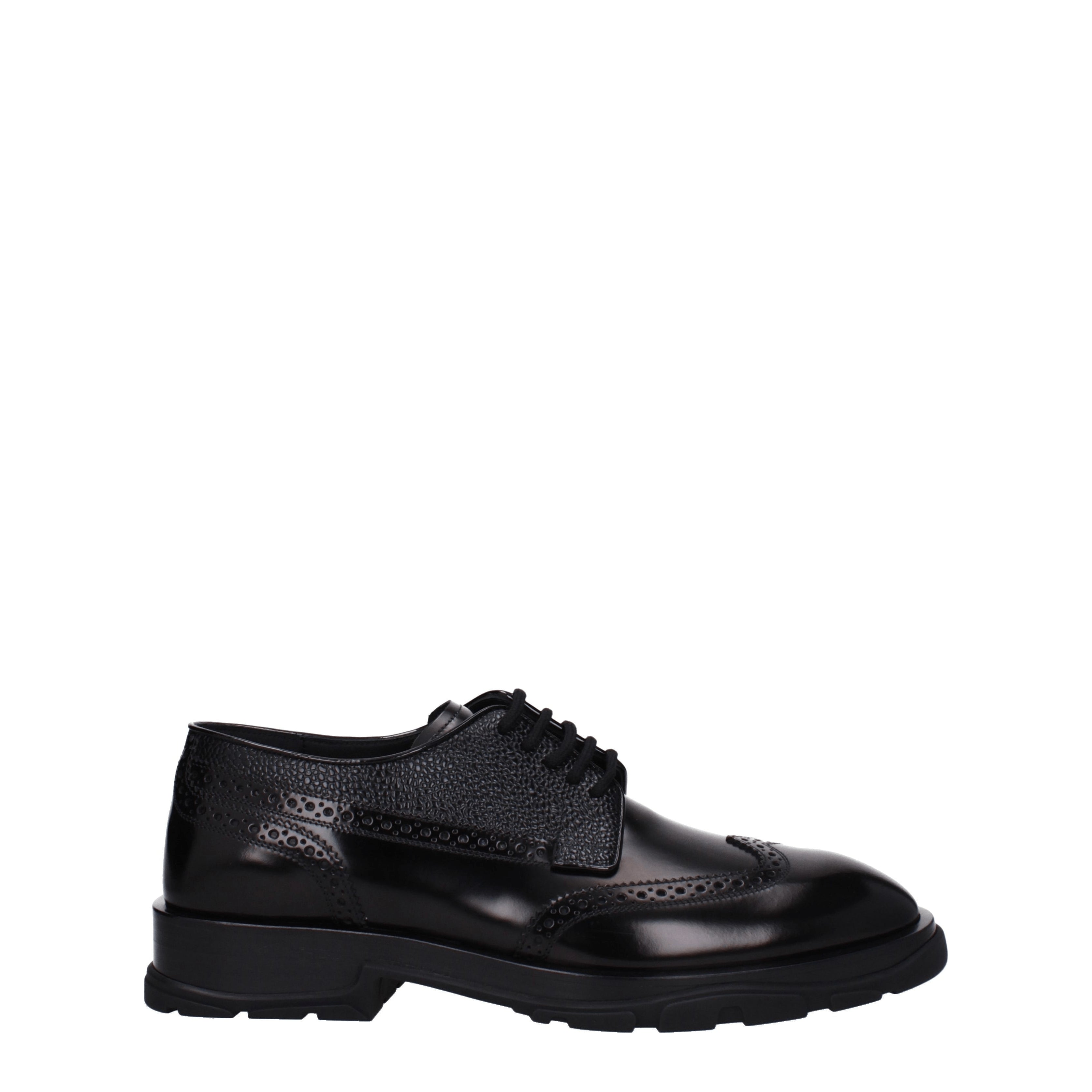 Alexander Mc Queen Hombres Derby Piel Negro