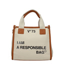 V°73 ハンドバッグ Responsibility Bis レディース ファブリック ベージュ/レザー