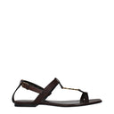 Saint Laurent Cassandra Flip Flops Women's Leather Brown/Moro Head