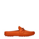 Salvatore Ferragamo Grand Donna Orange Leather Slides And Clogs