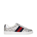 Gucci Sneakers Ace Herens Stof Zilver/Blauw