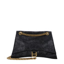 Balenciaga Women's Crush Shoulder Bag Black Leather