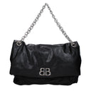 Balenciaga Monaco Chain Shoulder Bags Women Leather Black