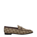 Gucci Damess Mocassins Stof Beige/Ebbenhout