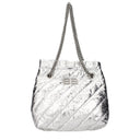 Balenciaga Women's Silver Leather Crush Shoulder Bag