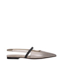 Brunello Cucinelli Women's Ballet Flats Leather Gray/Pearl
