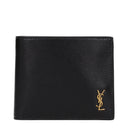 Saint Laurent Hombres Cartera de Cuero Negra