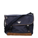 Prada Men's Shoulder Bags Fabric Blue/Coffee