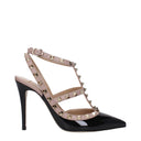 Valentino Garavani Sandales Rockstud Femmes Noir brillant/rose poudré