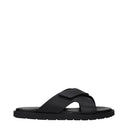 Salvatore Ferragamo Fidia Men's Leather Slides And Clogs Black