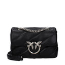 Pinko Damess Love Puff Schoudertas Leer Zwart/Zilver
