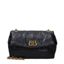 Balenciaga Monaco Women's Shoulder Bag Leather Black