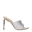 Off White Damens Satinsilberne Sandalen