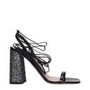 Miu Miu Damens Sandalen aus Lackleder in Schwarz/Schiefer