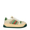 Gucci Screener Sneakers Women's Suede Beige/Green