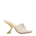 Amina Muaddi Taylor Fabric Sandals Beige