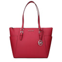 Michael Kors Charlotte Women's Shoulder Bag Leather Red/Dark Raspberry