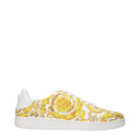 Versace Herrens Sneakers aus weißem/gelbem Leder