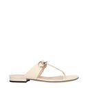 Gucci Women's Flip Flops Leather Beige/Ivory