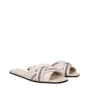 Brunello Cucinelli Mujers Chanclas y zuecos de cuero beige