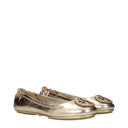 Tory Burch Women's Leather Gold Ballerina Flats
