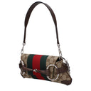 Gucci Horsebit Chain Shoulder Bags For Women Fabric Beige/Brown