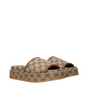 Gucci Women's Fabric Beige Slippers And Clogs