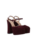 Zamszowe sandały damskie Stuart Weitzman Skyhi Czerwone/Cabernet