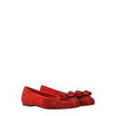 Salvatore Ferragamo Women's Varina Ballet Flats Suede Red/Flame