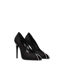Satynowy czarny dekolt damski Saint Laurent Alix