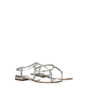 Miu Miu Women's Silver Leather Flip Flops