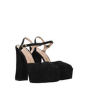 Stuart Weitzman Skyhi Women's Suede Sandals Black