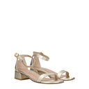 Stuart Weitzman Nudist Sandals June Women's Leather Gold/Platinum Metallic