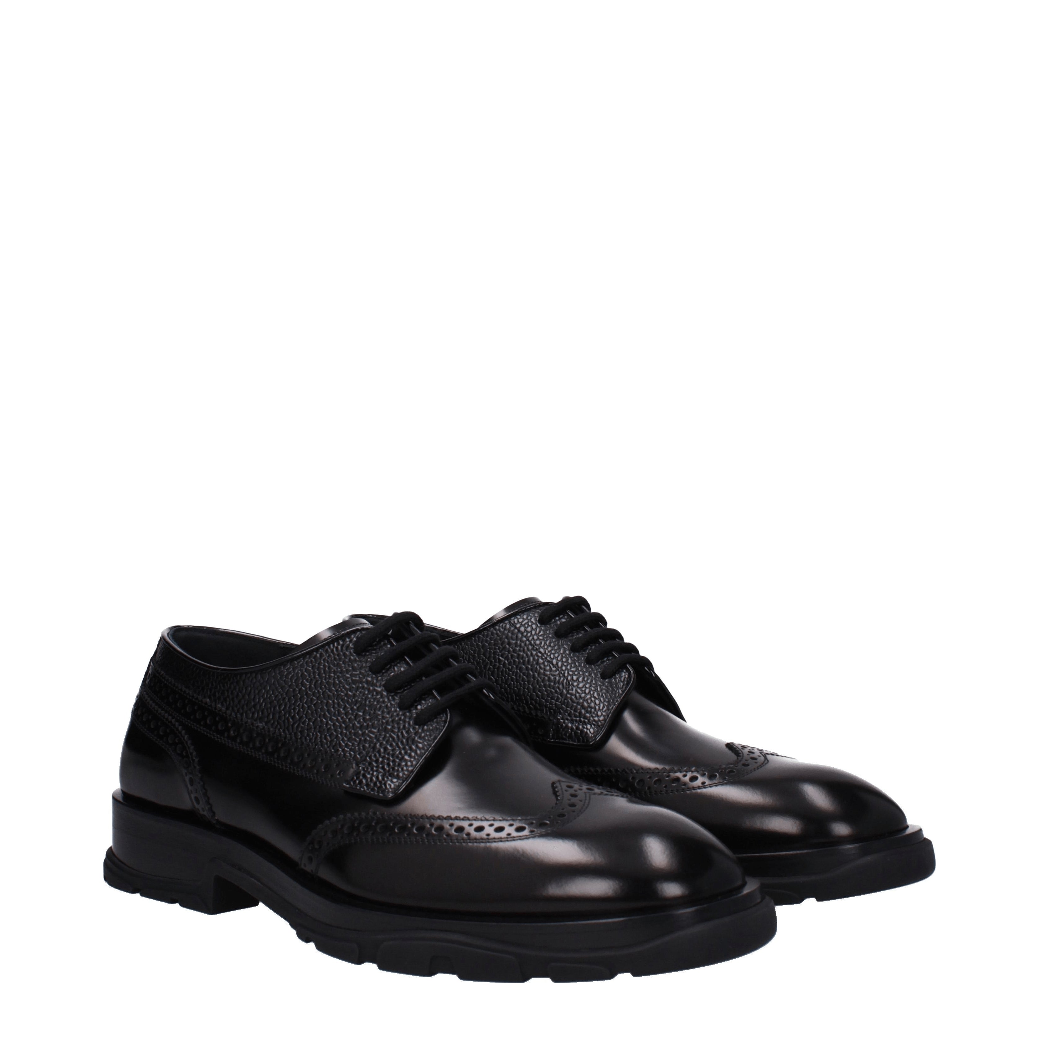 Alexander Mc Queen Hombres Derby Piel Negro