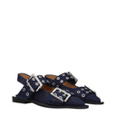 Ganni Damens Sandalen Stoff Blau/Denim