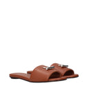 Damskie klapki i chodaki Alexander Mc Queen Brown Leather Arc