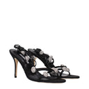 Sandały damskie Manolo Blahnik Elsaka, satynowe, czarne