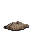 GucciHommess Chaussons Et Sabots Tissu Beige/Ébène