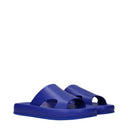 Salvatore Ferragamo Men's Blue/Lapis Lazuli Leather Slides And Clogs